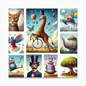 Giraffe, Cat, Giraffe Canvas Print