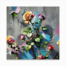 Graffiti Roses Canvas Print