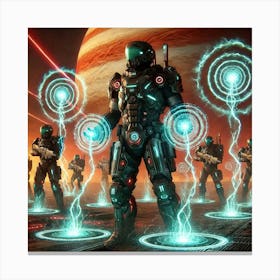 A Sci Fi Depiction Of Shocktrooper Exosuits Using Canvas Print