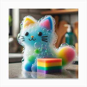 Rainbow Cat Soap Canvas Print