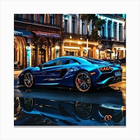 Blue Lamborghini Canvas Print