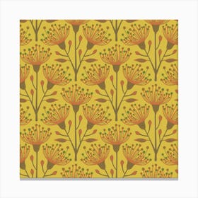 AUSTRALIAN EUCALYPTUS Floral Botanical in Deep Yellow Earthy Brown Olive Green Canvas Print