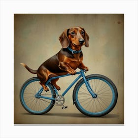 Leonardo Lightning Dachshund On Bicycle Art 1 Canvas Print