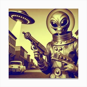 Alien Man With Guns Canvas Print
