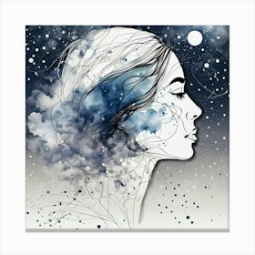Night sky-stars on her mind Canvas Print