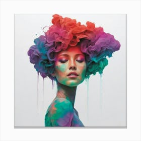 Woman With Colorful Hair 4 Canvas Print
