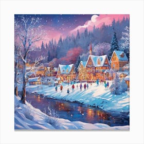 Christmas View Town Canvas Print