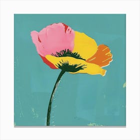Poppy 3 Square Flower Illustration Canvas Print