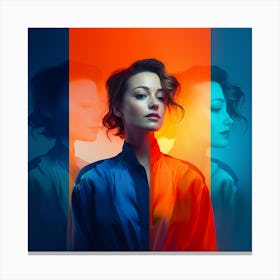 Woman In Blue And Orange Canvas Print