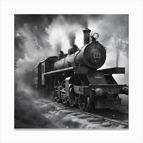 Black And White Train Canvas Print