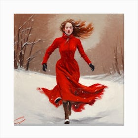 Woman In Red Dress Canvas Print