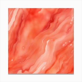 Beautiful coral salmon abstract background. Drawn, hand-painted aquarelle. Wet watercolor pattern. Artistic background with copy space for design. Vivid web banner. Liquid, flow, fluid effect. 1 Canvas Print