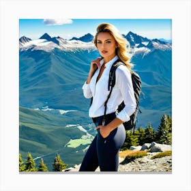 Woman Hiking In The Mountains 1 Canvas Print