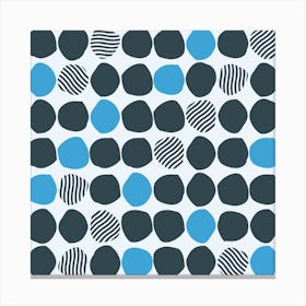 Polka Dot Pattern With Blue Dots On Light Blue Square Canvas Print