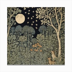 William Morris Print Night Forest Moon 2 Canvas Print