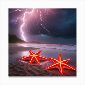 Lightning On The Beach Canvas Print