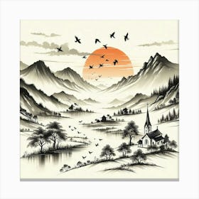 Chinese Landscape Painting Canvas Print