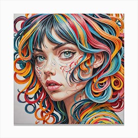Colorful Haired Girl Canvas Print
