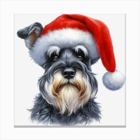 Schnauzer Santa Hat Canvas Print