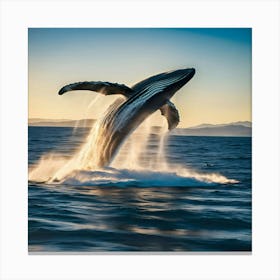 Humpback Whale Jumping Out Of The Water Canvas Print