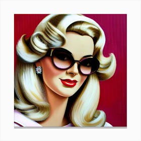 Pop art, textured canvas, limited, Retro Hollywood "plastic" 3/10 Women In Sunglasses Canvas Print