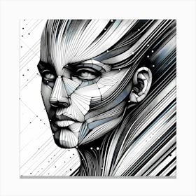 Head - Abstract Line Art Illustration 208 Canvas Print