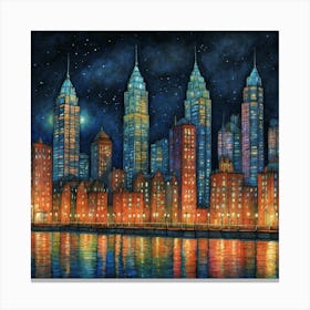 New York City At Night Canvas Print