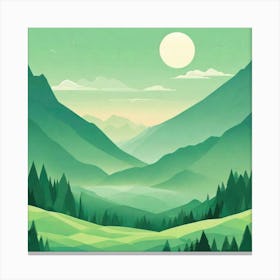 Misty mountains background in green tone 34 Canvas Print