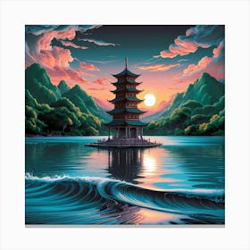 Pagoda At Sunset Canvas Print