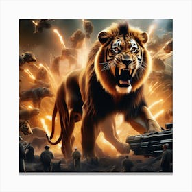 Ligers Engage In A Thrilling Scene Reminiscent Of A Cinematic Spielberg Epic Enca Canvas Print