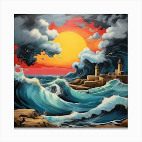 Pop Art graffiti stormy sea 2 Canvas Print