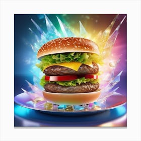 Hamburger On Plate 1 Canvas Print