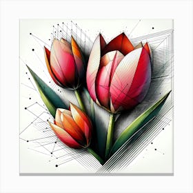 Tulps - Abstract Line Art Illustration 113 Canvas Print