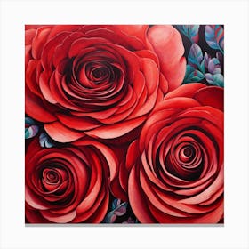 Op Art, Red roses 3 Canvas Print