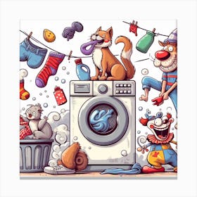 Cartoon Laundry Cartoon Canvas Print