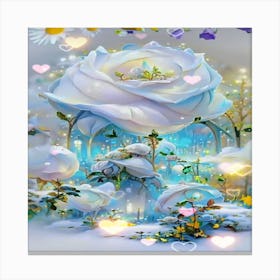 White Rose In The Snow Canvas Print