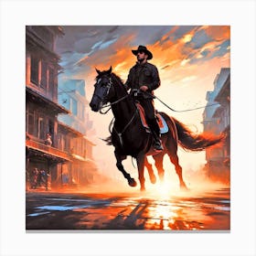 Cowboy On Horseback 2 Canvas Print