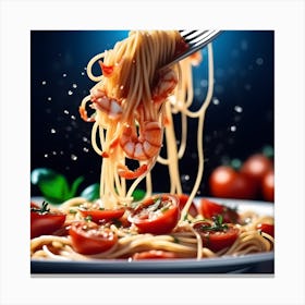 Spaghetti With Shrimp And Tomatoes Canvas Print