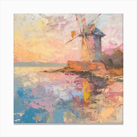 Vibrant Windmill Landscape Canvas Print