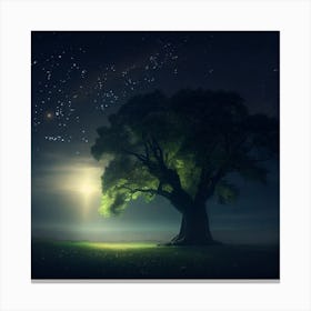 Tree At Night Canvas Print