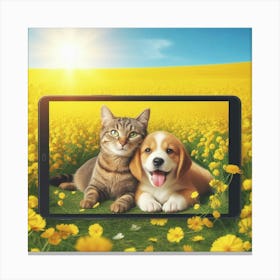 Portrait Of A Cat And Dog Canvas Print