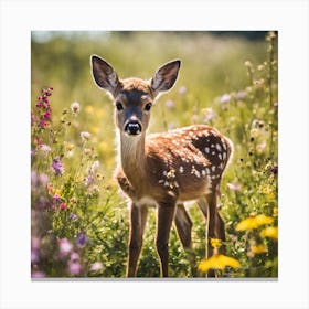 Fawn In A Meadow Canvas Print