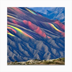 Multicolored Mountains With Blue Skies Above Them (1) Canvas Print