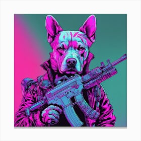 Dog With A Gun Canvas Print