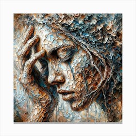 Textured Woman S Face Abstract Wall Art Canvas Print