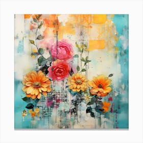 Vintage Bright Flowers 9 Canvas Print