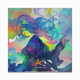 Anime Girl With Blue Hair Canvas Print