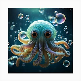 Firefly Adorable Cthulhu Floating Among Shimmering Soap Bubbles 16464 Canvas Print