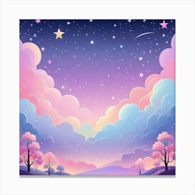 Sky With Twinkling Stars In Pastel Colors Square Composition 70 Canvas Print