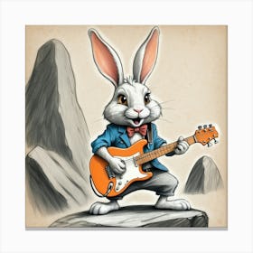 Rabbit Playing Guitar 4 Canvas Print